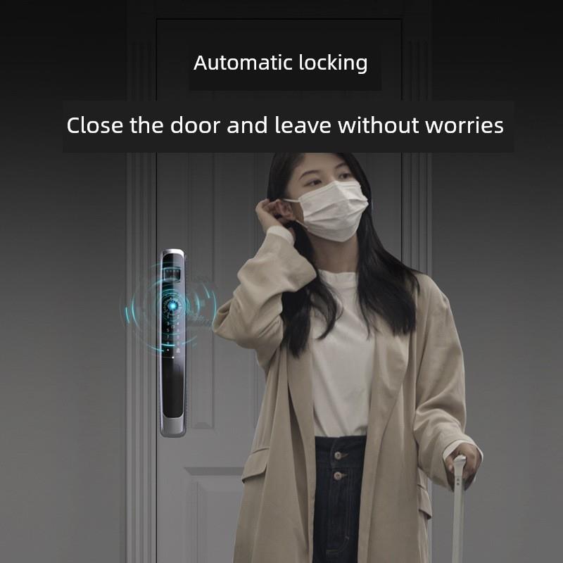 3D人脸识别全自动指纹锁视觉猫眼监控智能锁密码锁家庭数字锁门锁