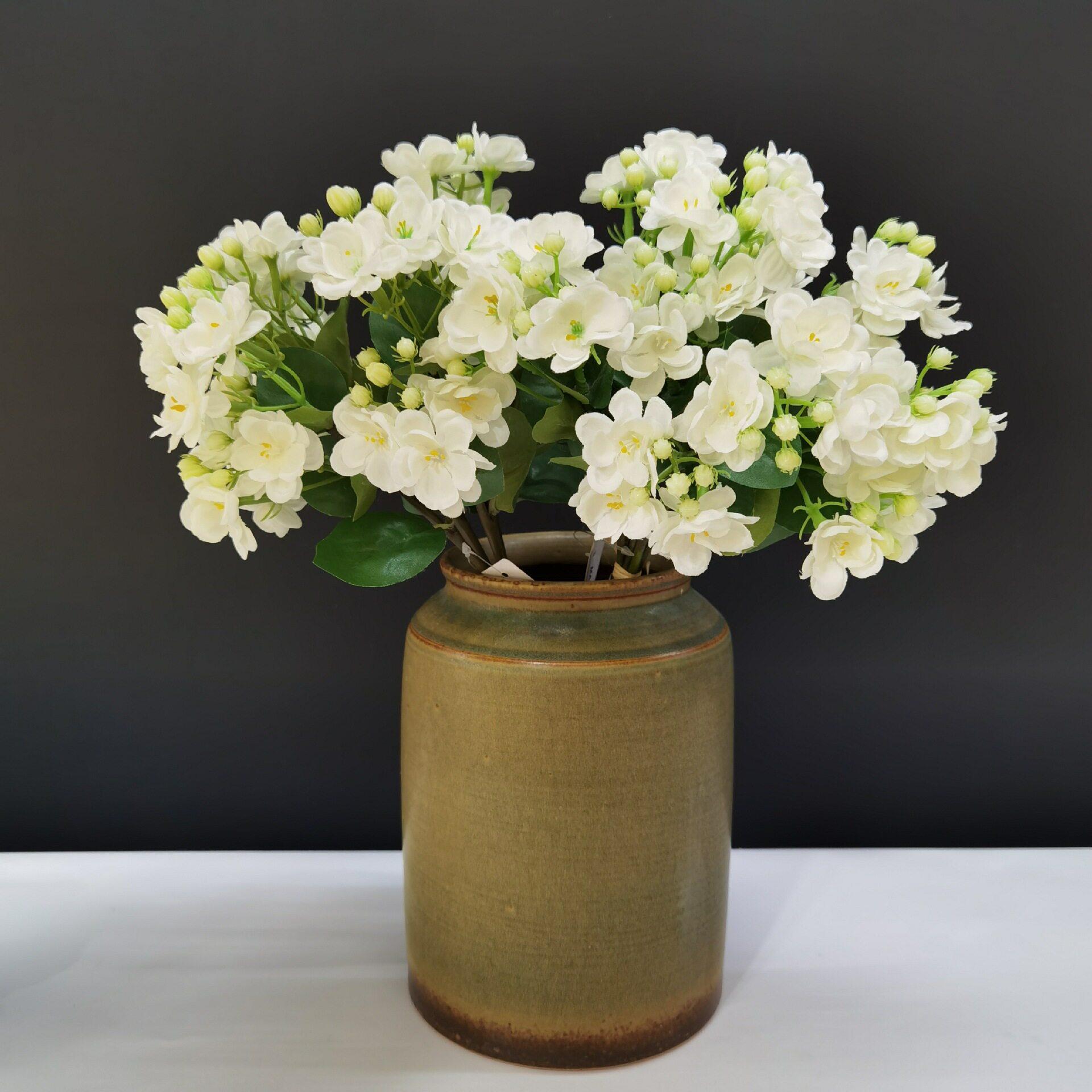 仿真6枝手扎茉莉花白色绢布假花家居摆饰婚庆手捧花摄影道具装饰