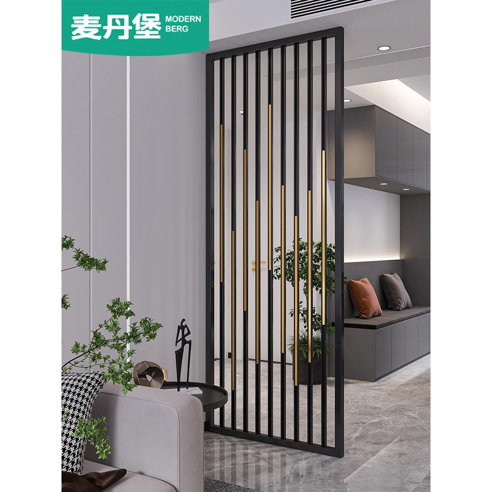 客厅隔断墙现代简约轻奢新中式入户玄关镂空金属不锈钢屏风可定制