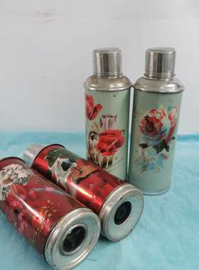 民俗怀旧收藏老物件老竹子暖瓶老保温瓶绿铁皮暖S壶农家院装饰摆