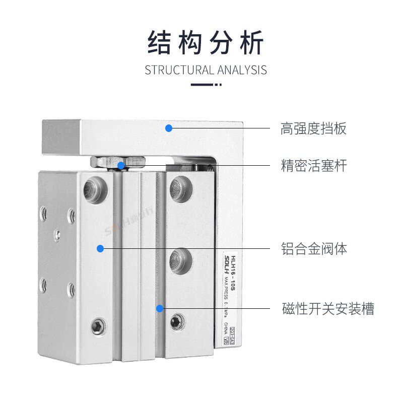 精密HLH导轨滑台气缸侧轨型HLH6/10/16/20X5X10X15X20X25X.30X40