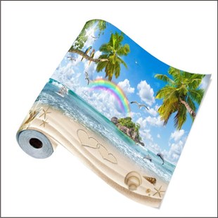 大自然森林风景自粘墙贴纸壁画衣柜房间玻璃门窗户W防水装 饰防走