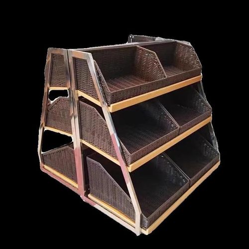 超市仿藤编织果蔬篮水果陈u列展示筐斜口篮藤编梯形筐田园风收纳