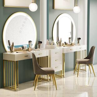 影楼带灯梳妆台轻奢大理石美容院工作室专用化妆桌彩妆专业化妆台