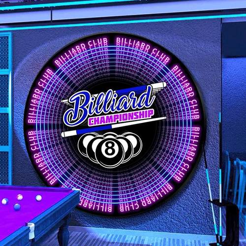 黑8台球厅装饰画桌球室棋牌俱乐部led发光氛围灯挂画深渊镜灯画