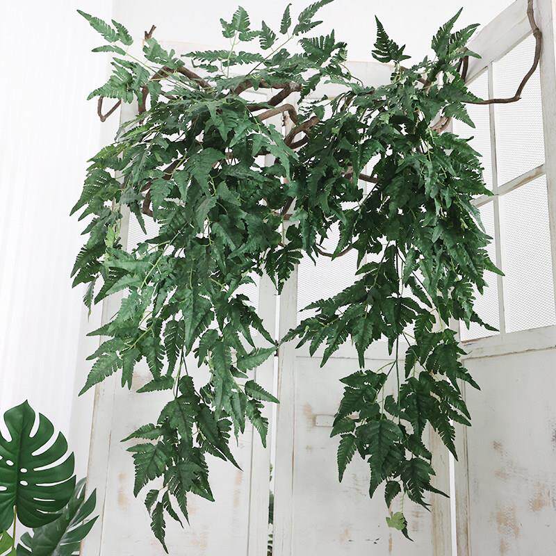 仿真深绿色大波斯壁挂空中吊饰假绿叶悬挂植物橱窗天花板垂吊挂饰
