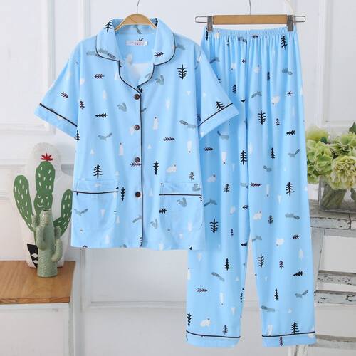 80-200斤睡衣女夏季短袖加肥加大码薄款春秋季月子服家居服两件套