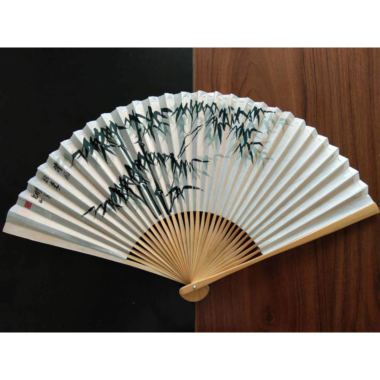 荣昌扇厂价直销真丝绸手绘竹子兰花全手工艺礼品折扇8/9/10寸包邮