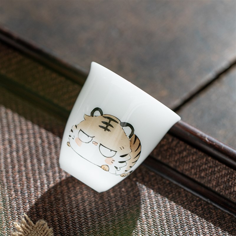 手绘冰种玉瓷茶杯主人杯单杯功夫茶具品茗杯家用陶瓷茶盏十二生肖