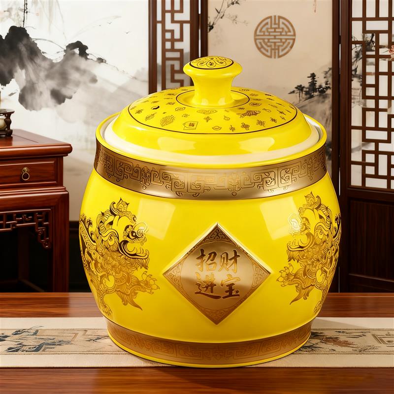 陶瓷米桶家用2025新款防虫防潮密封五谷杂粮收纳面粉缸盒存储粮罐