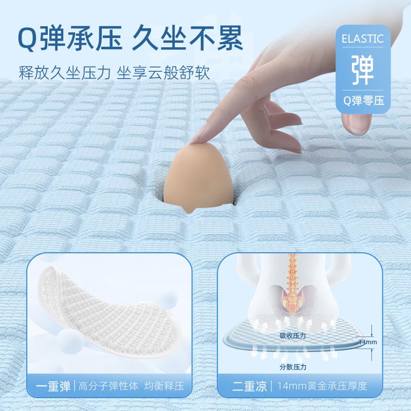 2024款蜂窝网冰丝半包围汽车坐垫夏季舒适透气冷凝胶果冻座椅垫