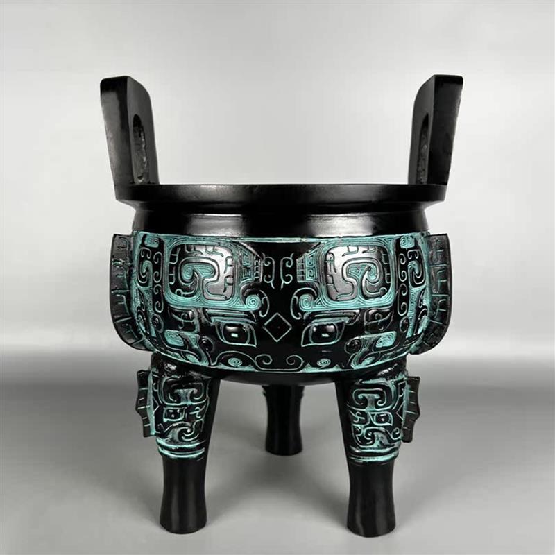 仿古青铜器鼎摆件 三足青铜鼎香炉文物仿制工艺品模型小鼎烟灰缸