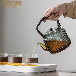 加厚提梁壶茶杯电陶炉茶盘套组 左茗右器防烫玻璃煮茶壶烧水壶套装