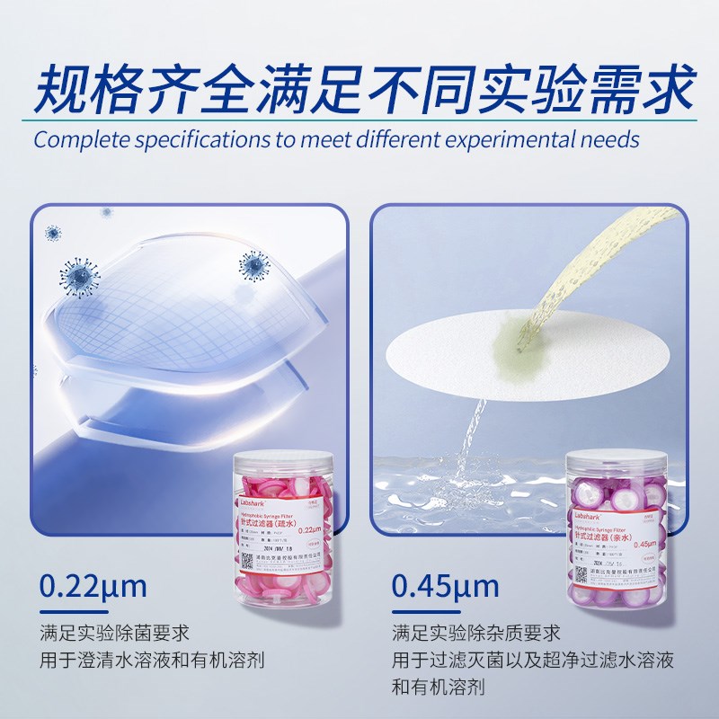 亲水/疏水PVDF膜针式过滤器0.22蛋白过滤除菌一次性针头微孔滤膜