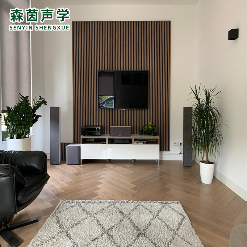 家装背景墙实木装饰材料聚酯纤维木条吸音降噪护墙MDF新型格栅板