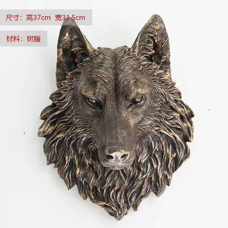 彷真动物家装饰品狼头摆件墙壁挂件花园高档会所树脂工艺品装饰品