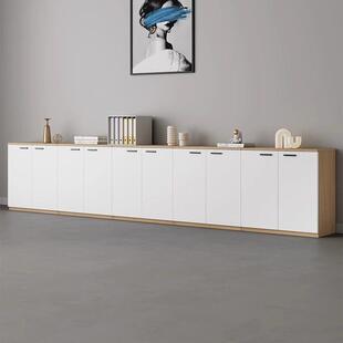 文件柜办公室矮柜收纳柜落地置物柜隔断办公木质边柜长条柜茶水柜