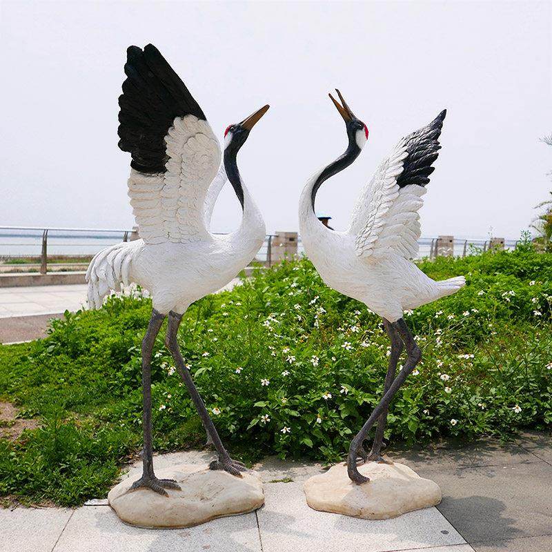 公园假山水池彷真仙鹤摆件别墅庭院景观动物装饰玻璃纤维雕塑丹顶,家居饰品,户外/庭院摆件,淘宝优惠券,粉丝福利购,淘宝优惠卷