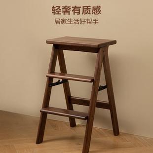 实木折叠小梯凳家用登高垫脚三步人字梯多功能爬梯踩高凳子 梵瀚