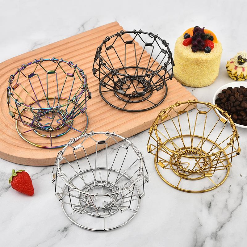 创意金属手冲咖啡滤杯折叠便携咖啡滤架家用户外露营咖啡器具厨房