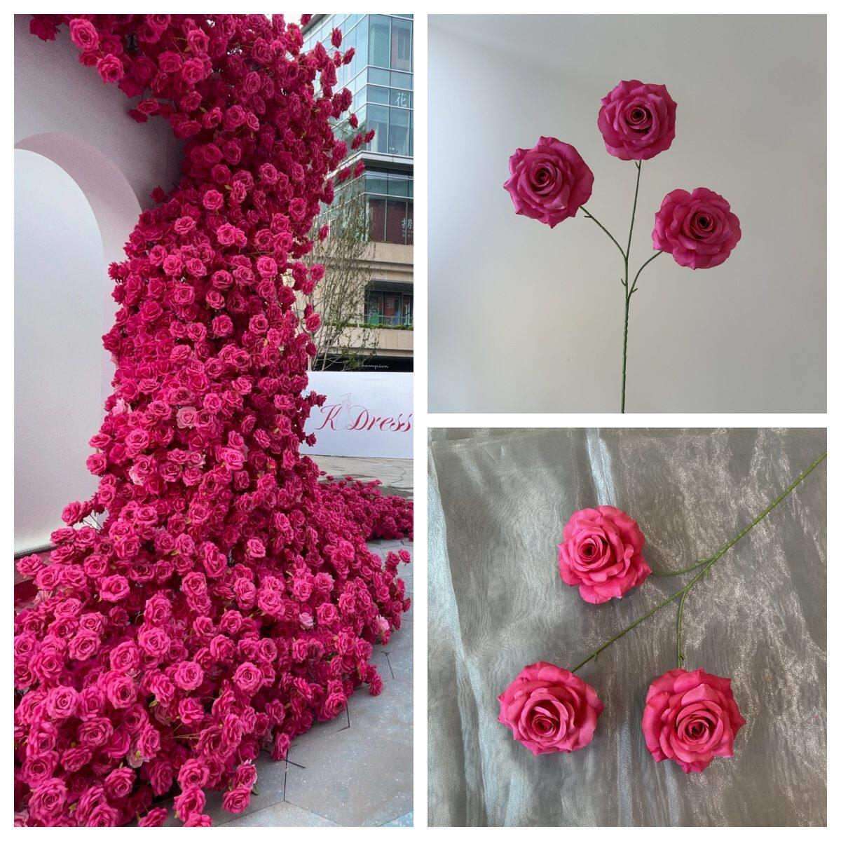 仿真玫瑰花瀑布弗洛伊德玫瑰高级感商场布置网红花墙打卡婚庆拍照
