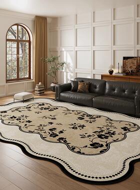 中世纪风格的花卉地毯客厅2025新的无障碍豪华高端覆古黑色免洗卧