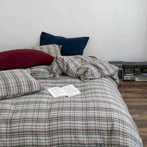 北欧风简约全棉双层纱六件套混搭覆古格子纯棉超柔软被套纱布床品,床上用品,床品套件/四件套/多件套,淘宝优惠券,粉丝福利购,淘宝优惠卷
