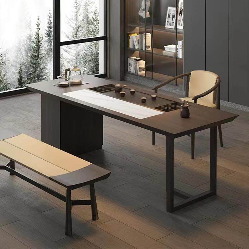 意式极简茶桌椅组合茶盘一体轻奢现代简约高级实木阳台岩板小茶台