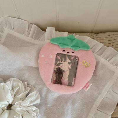 少女玩心原创草莓毛绒卡套ins风饭卡校园卡追星小卡卡套书包挂件