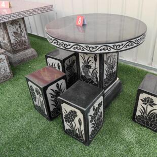 长方形圆形石桌石凳定制花岗岩大理石青石家用别墅石墩室户外耐用