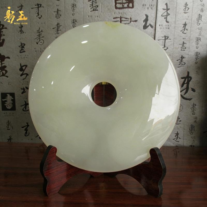 天然玉石摆饰玉扣玉器璧平安扣玉石摆饰家居玄关饰品乔迁礼品摆件
