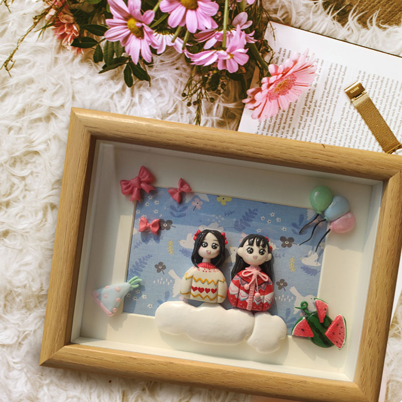 超轻粘土定制相框成品定制情侣毕业老师闺蜜生日纪念日新婚礼物