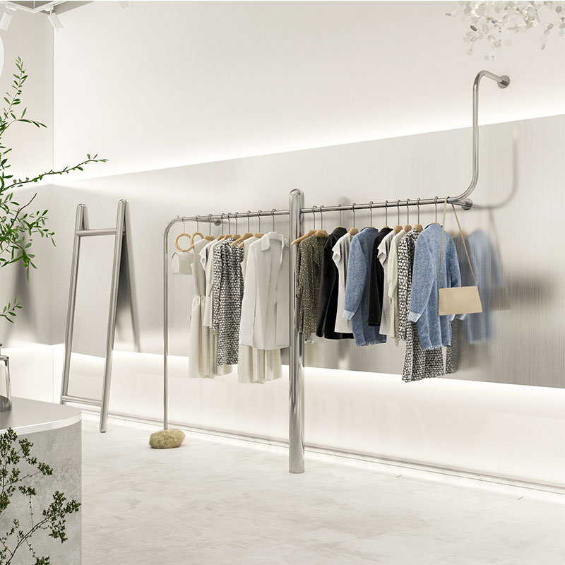 挂衣架服装店专用落地式女装店货架展示架上墙挂衣杆墙壁陈列架