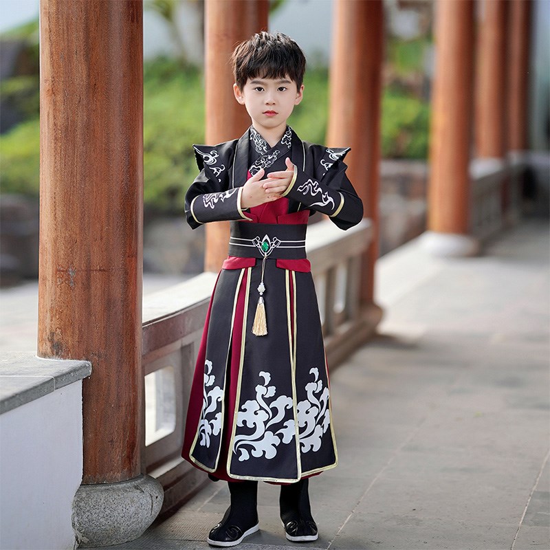 儿童汉服武侠将军剑客男童古装演出服男J孩帅气侠客服国学服唐装
