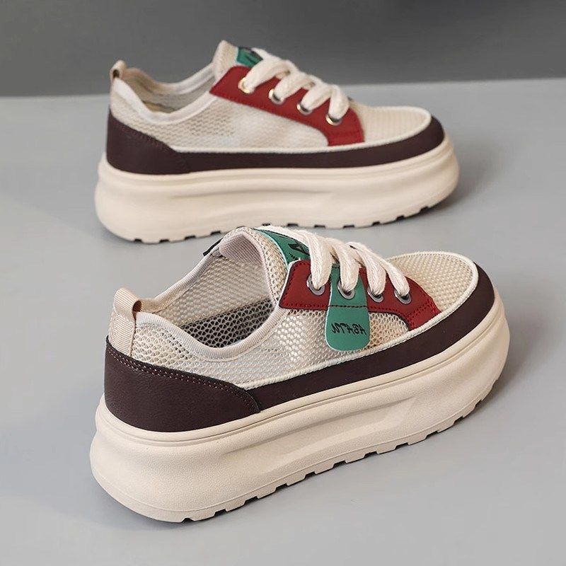 夏季女鞋2025新m款薄款网面透气网鞋休闲运动鞋配裙子镂空厚底板,女鞋,休闲板鞋,淘宝优惠券,粉丝福利购,淘宝优惠卷