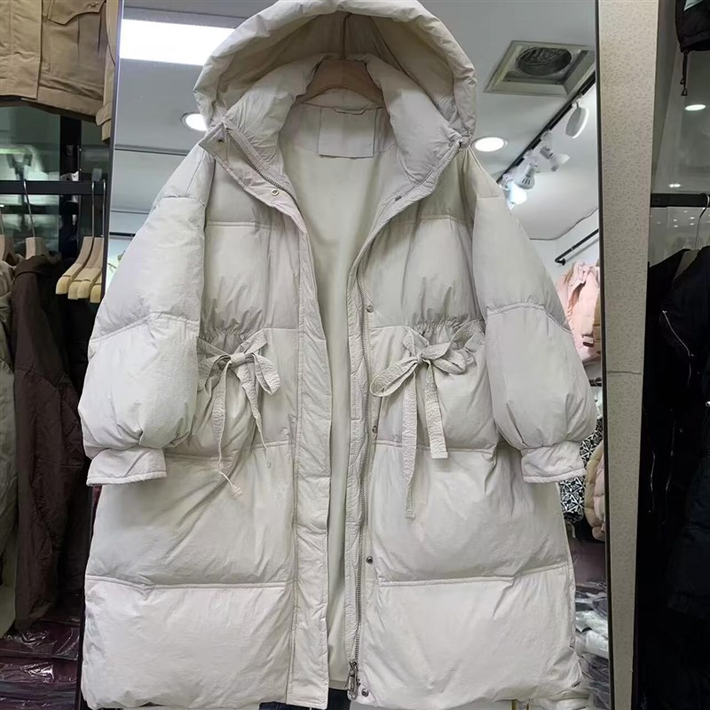 连帽羽绒服女中长款冬季新款百搭宽松休闲加厚保暖轻薄外套1.1