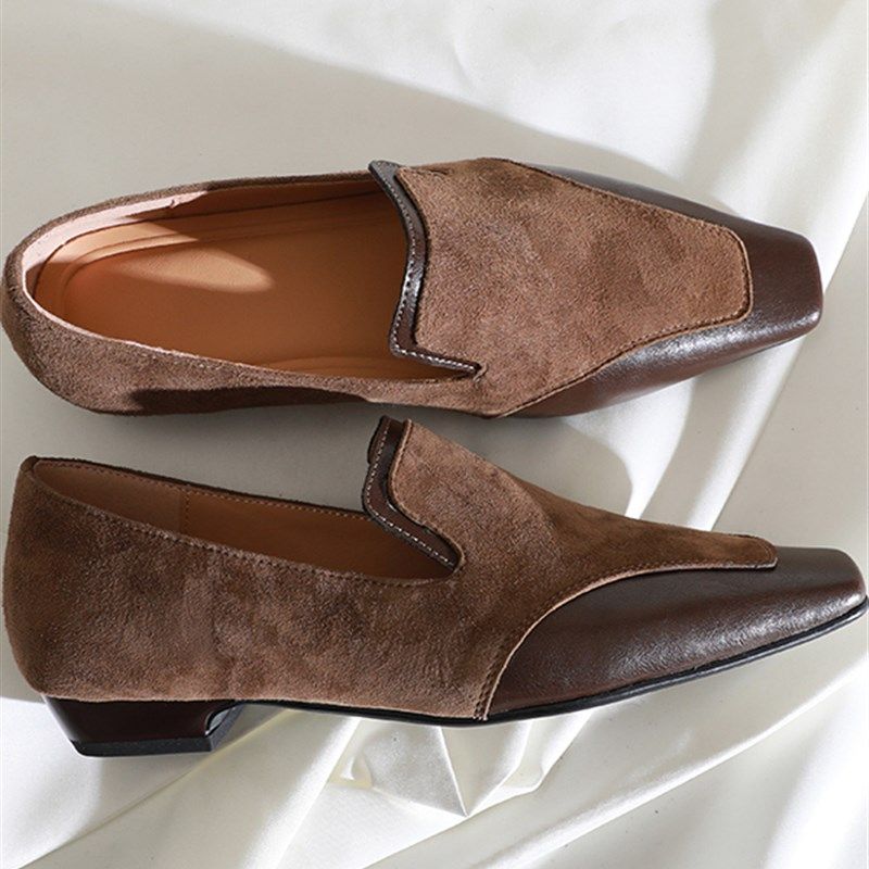 莲花大厦2025春季休闲覆古方头中口鞋拼接单鞋通勤最容易匹配厚跟,女鞋,深口单鞋,淘宝优惠券,粉丝福利购,淘宝优惠卷