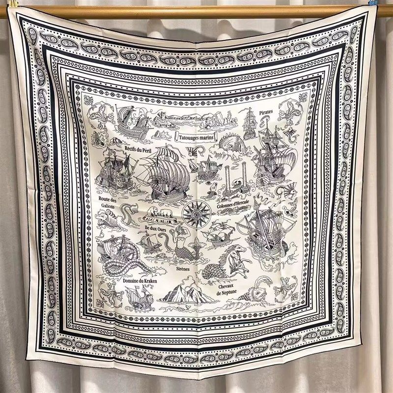 上新水手款88*88cm真丝1L00%斜纹方巾手卷,服饰配件/皮带/帽子/围巾,围巾/丝巾/披肩,淘宝优惠券,粉丝福利购,淘宝优惠卷