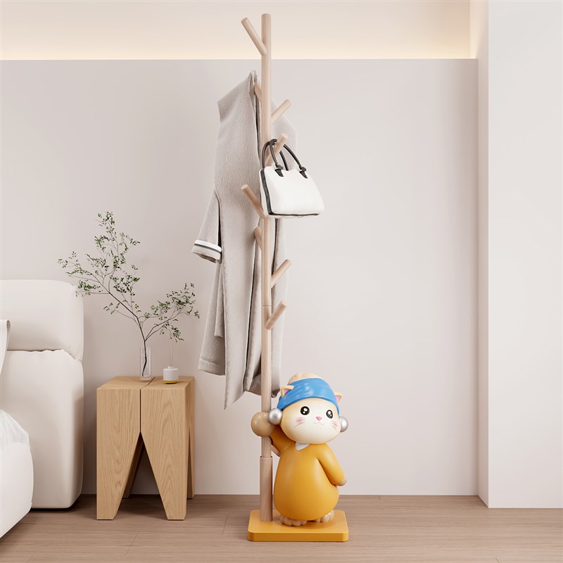 创意网红小猫咪衣帽架家用卧室客厅落地立式挂衣架床边放衣服神器