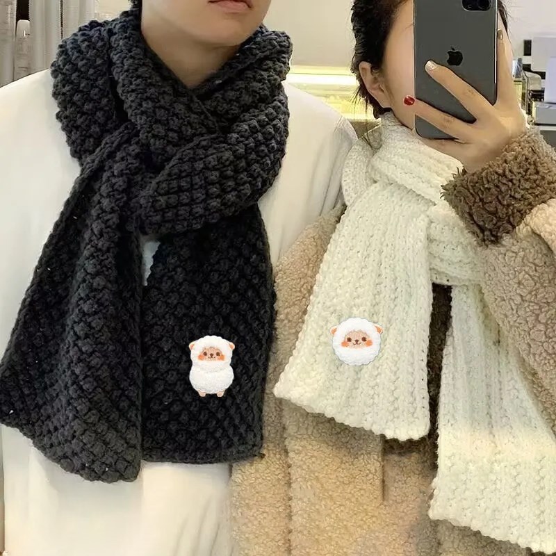 小羊手织围巾毛线手工pdiy编织材料包情侣围脖送男友礼物冬季保暖