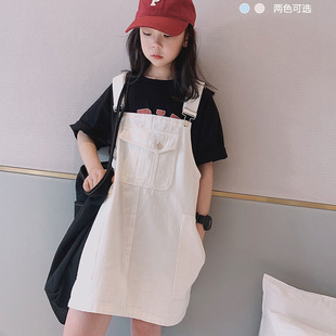 女童休闲c牛仔背带裙夏季新款儿童韩版洋气裙子女孩白色洋气连衣