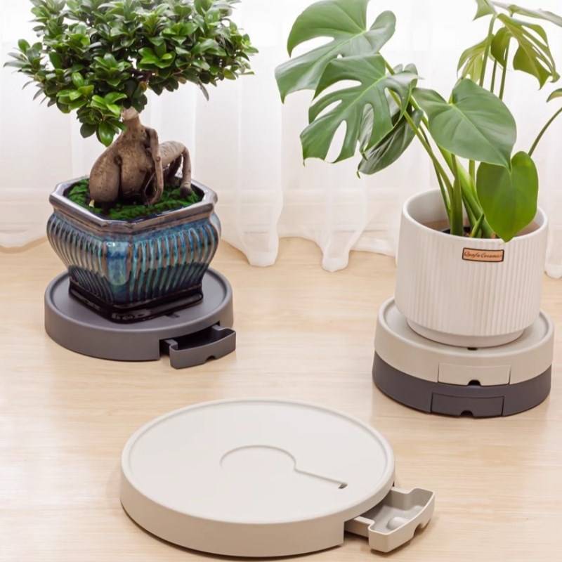 大号接水盘d加厚隐形滑轮拖花盆托盘底座带滚轮移动万向轮花盘托