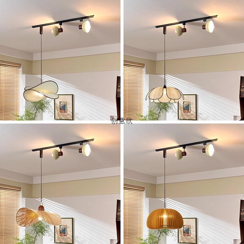 侘寂复古风可移位轨道射灯新款中古风餐厅吧台岛台服装店商用吊灯