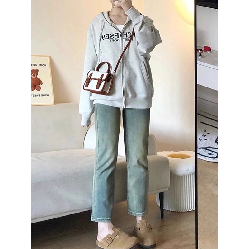 女装胖mam大码显瘦九分牛仔裤秋季梨形遮肉裤子女百搭休闲烟管女