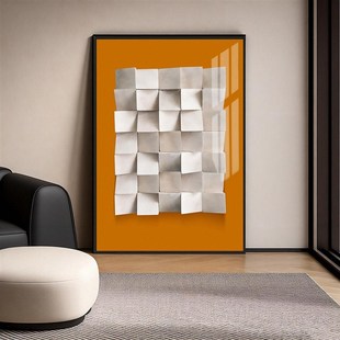 3D立体感晶瓷画装饰画卧室客厅简约几何图形挂画高级感多巴胺摆件