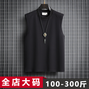男装 棉质背心男夏季 潮胖子加肥加大大码 运动宽松休闲打底男士 美式