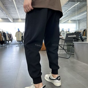 新款 男韩版 流行黑色百搭字母压花裤 子青年基础款 秋季 运动裤 休闲裤