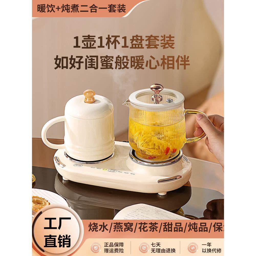 多功能双座健康壶家用礼品保温办公全自动玻璃泡茶机沸水健康杯
