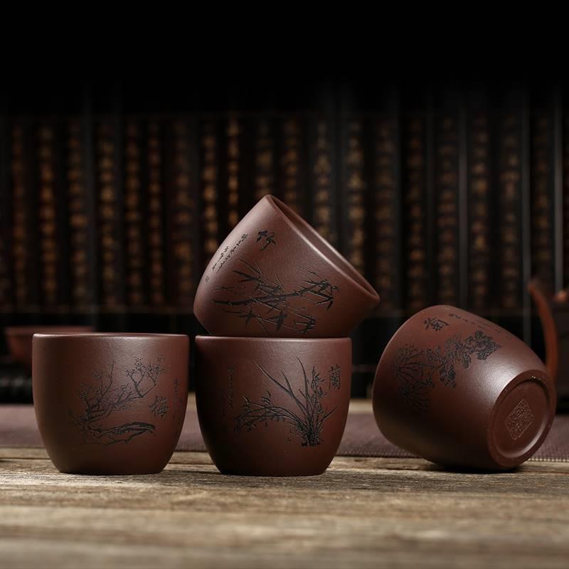 尊壶宜兴紫砂品杯手工单杯品茗杯主人杯功夫茶具小茶杯子家用套装