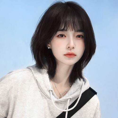 美宿假发女短发减龄锁骨发全头套式自然仿真发狼尾鲻鱼头假发头套
